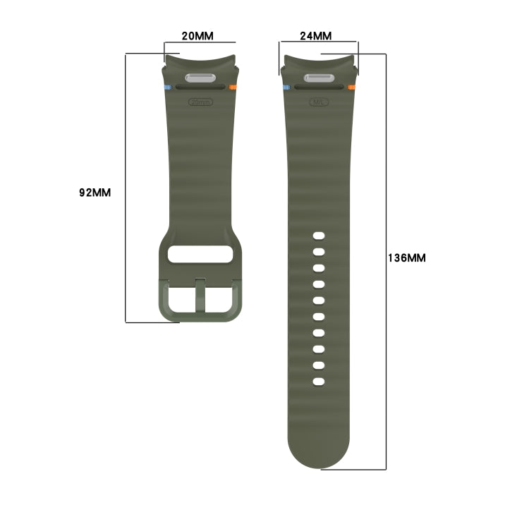 Correia de relógio em silicone com grão ondulado e costura, fecho rápido, para Samsung Galaxy Watch 5 Edição Golfe, para Samsung Galaxy Watch 5 44mm, para Samsung Galaxy Watch 5 Pro 45mm, para Samsung Galaxy Watch 5 40mm