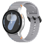 Wavy Grain Stitched Black Buckle Silicone Watch Band, For Samsung Galaxy Watch FE 40mm, For Samsung Galaxy Watch 7 40 / 44mm, For Samsung Galaxy Watch 6 Classic 43 / 47mm, For Samsung Galaxy Watch 6 40 / 44mm