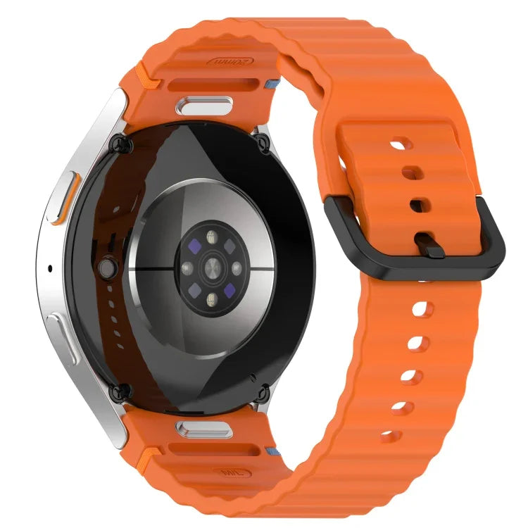 Wavy Grain Stitched Black Buckle Silicone Watch Band, For Samsung Galaxy Watch 5 40 / 44mm, For Samsung Galaxy Watch 5 Pro, For Samsung Galaxy Watch 4 40 / 44mm, For Samsung Galaxy Watch 4 Classic 42 / 46mm