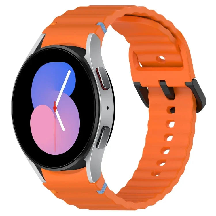 Correia de Relógio em Silicone com Grão Ondulado e Fivela Preta Costurada, Para Samsung Galaxy Watch 5 40 / 44mm, Para Samsung Galaxy Watch 5 Pro, Para Samsung Galaxy Watch 4 40 / 44mm, Para Samsung Galaxy Watch 4 Classic 42 / 46mm