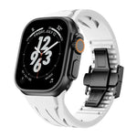 Pulseira de Relógio em Silicone com Fivela Borboleta Preta em Aço Inoxidável Tailor, Para Apple Watch 44mm / 45mm / 46mm / 49mm