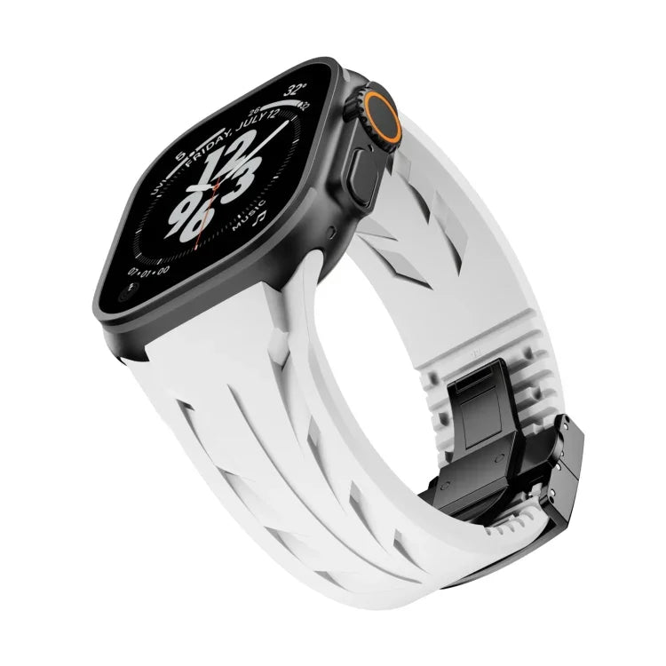 Pulseira de Relógio em Silicone com Fivela Borboleta Preta em Aço Inoxidável Tailor, Para Apple Watch 44mm / 45mm / 46mm / 49mm