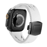 Pulseira de Relógio em Silicone com Fivela Borboleta Preta em Aço Inoxidável Tailor, Para Apple Watch 44mm / 45mm / 46mm / 49mm
