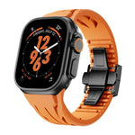 Pulseira de Relógio em Silicone com Fivela Borboleta Preta em Aço Inoxidável Tailor, Para Apple Watch 44mm / 45mm / 46mm / 49mm