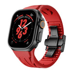 Pulseira de Relógio em Silicone com Fivela Borboleta Preta em Aço Inoxidável Tailor, Para Apple Watch 44mm / 45mm / 46mm / 49mm