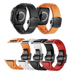 Pulseira de Relógio em Silicone com Fivela Borboleta Preta em Aço Inoxidável Tailor, Para Apple Watch 44mm / 45mm / 46mm / 49mm