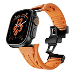 Pulseira de Relógio em Silicone com Fivela Borboleta Preta em Aço Inoxidável Tailor, Para Apple Watch 44mm / 45mm / 46mm / 49mm