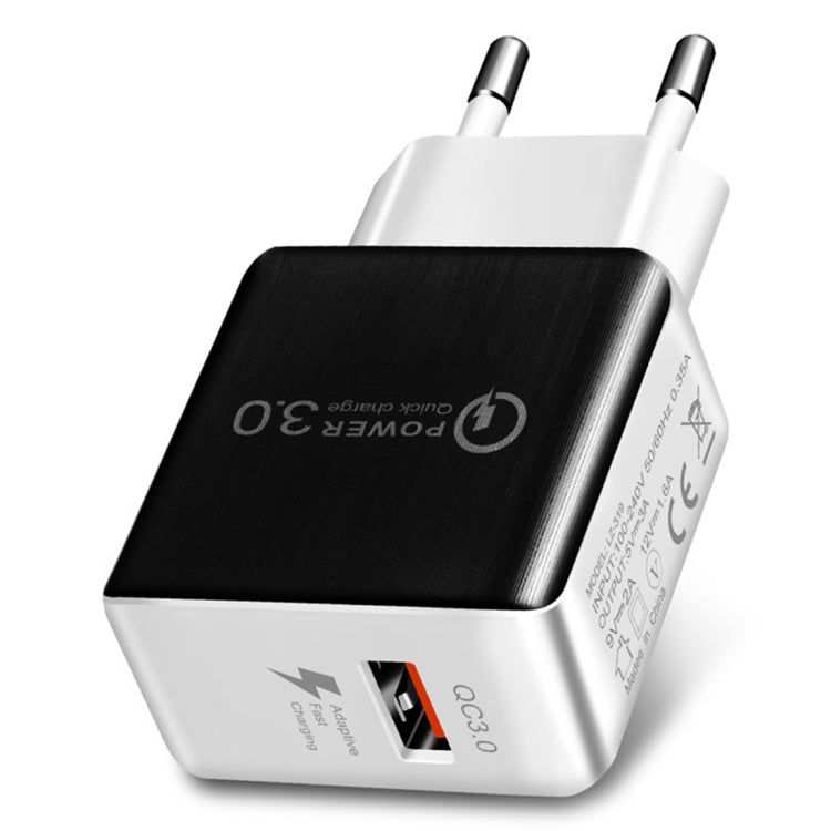 Carregador Rápido Retrátil 1USB QC 3.0 Ficha UE, QC 3.0 Preto, QC 3.0 Branco