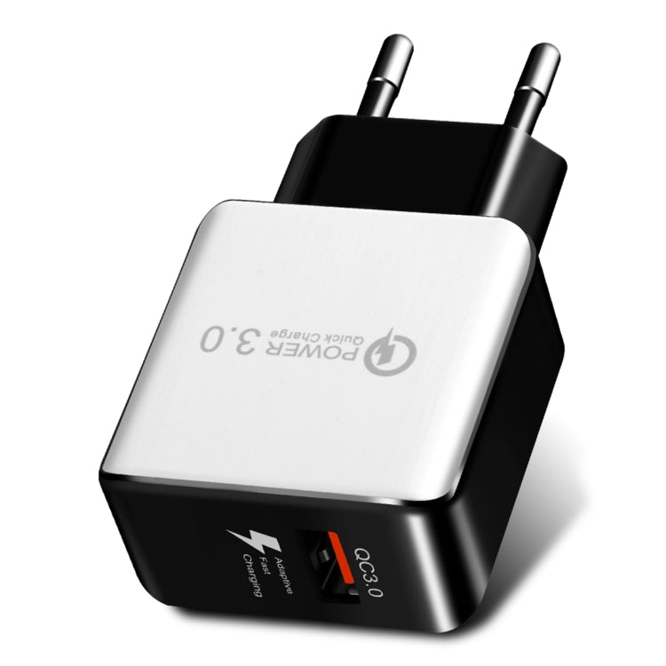 Carregador Rápido Retrátil 1USB QC 3.0 Ficha UE, QC 3.0 Preto, QC 3.0 Branco