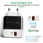 Carregador Rápido Retrátil 1USB QC 3.0 Ficha UE, QC 3.0 Preto, QC 3.0 Branco