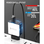 Carregador Rápido Retrátil 1USB QC 3.0 Ficha UE, QC 3.0 Preto, QC 3.0 Branco
