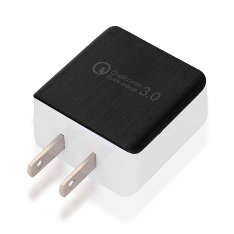 Carregador Rápido Retrátil 1USB QC 3.0 Ficha US, preto, branco