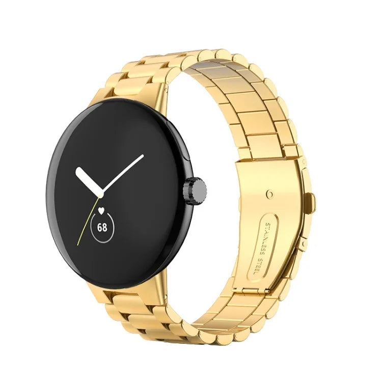 Pulseira Integrada com Fivela Dobradiça de Aço Inoxidável com Três Contas, Para Google Pixel Watch 4 / Watch 3 45mm