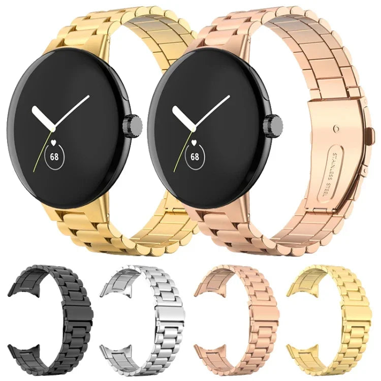 Pulseira Integrada com Fivela Dobradiça de Aço Inoxidável com Três Contas, Para Google Pixel Watch 4 / Watch 3 45mm