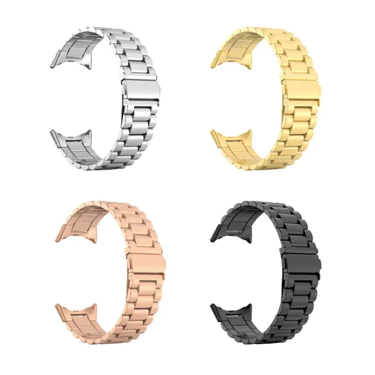 Pulseira Integrada com Fivela Dobradiça de Aço Inoxidável com Três Contas, Para Google Pixel Watch 4 / Watch 3 45mm