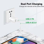 Carregador PD31 30W USB-C / Type-C + USB-A com Cabo de Dados 2 em 1 Type-C+8 Pinos, Ficha UE, Ficha UE + Cabo de Dados 2 em 1