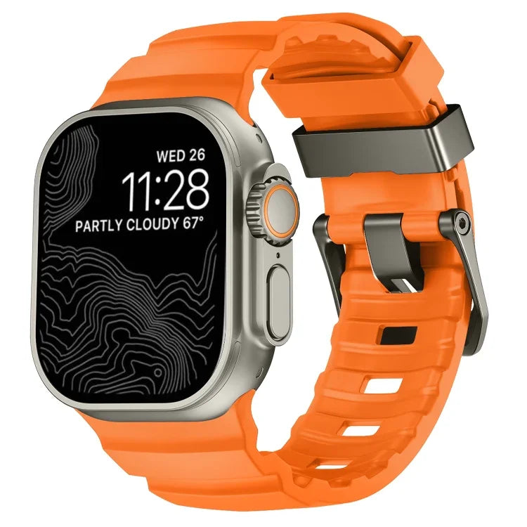 Pulseira de Relógio em Silicone Espessada com Fivela Cinzenta Wild Path, Para Apple Watch 46mm / 49mm / 45mm / 44mm