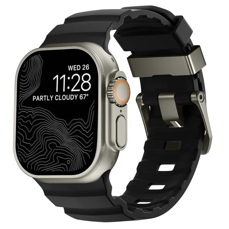 Wild Path Grey Buckle Thickened Silicone Watch Band, For Apple Watch 46mm / 49mm / 45mm / 44mm