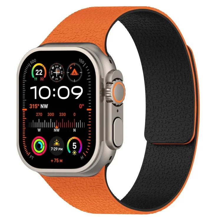 Pulseira de Relógio em Silicone Magnética com Textura de Litchi, Para Apple Watch 46mm / 49mm / 45mm / 44mm, Para Apple Watch 42mm / 41mm / 40mm / 38mm