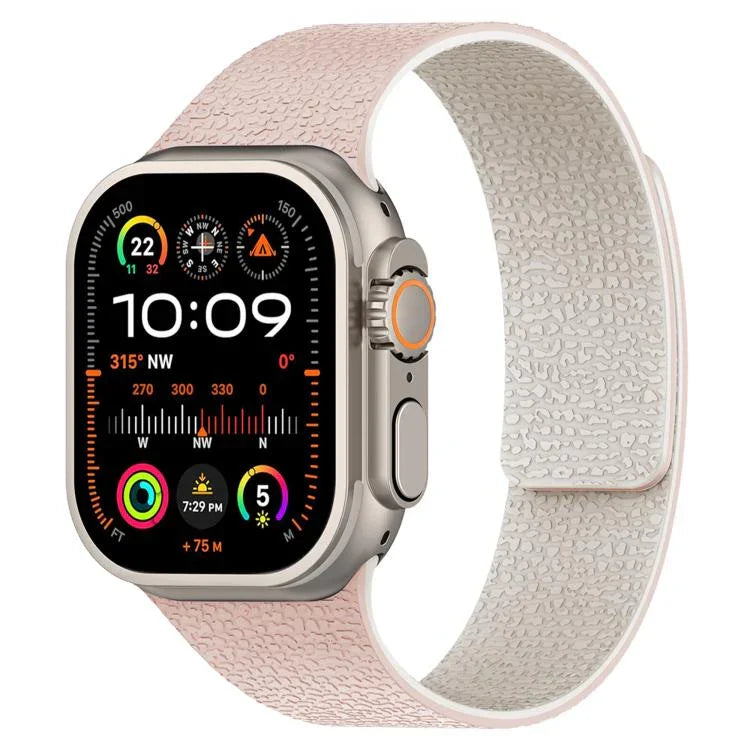 Pulseira de Relógio em Silicone Magnética com Textura de Litchi, Para Apple Watch 46mm / 49mm / 45mm / 44mm, Para Apple Watch 42mm / 41mm / 40mm / 38mm