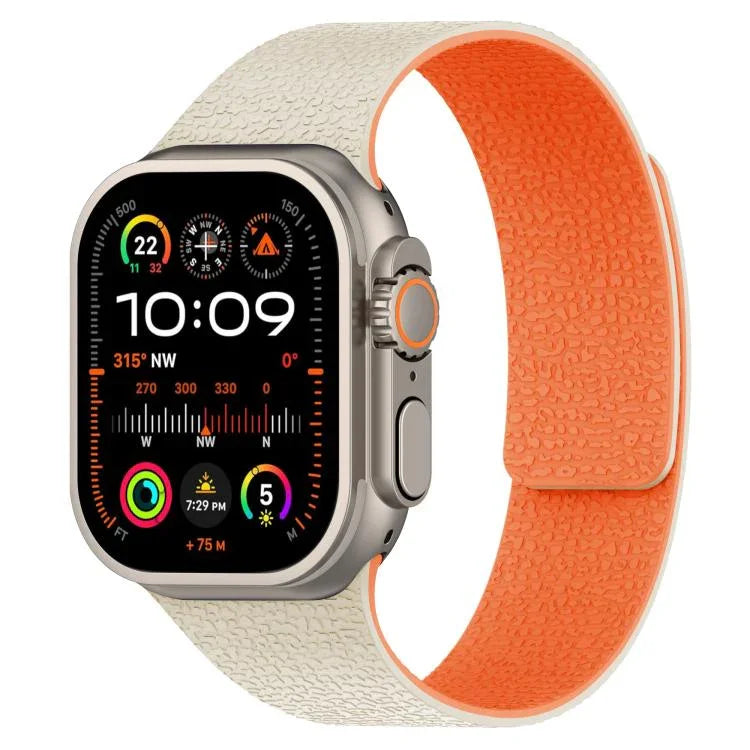 Pulseira de Relógio em Silicone Magnética com Textura de Litchi, Para Apple Watch 46mm / 49mm / 45mm / 44mm, Para Apple Watch 42mm / 41mm / 40mm / 38mm