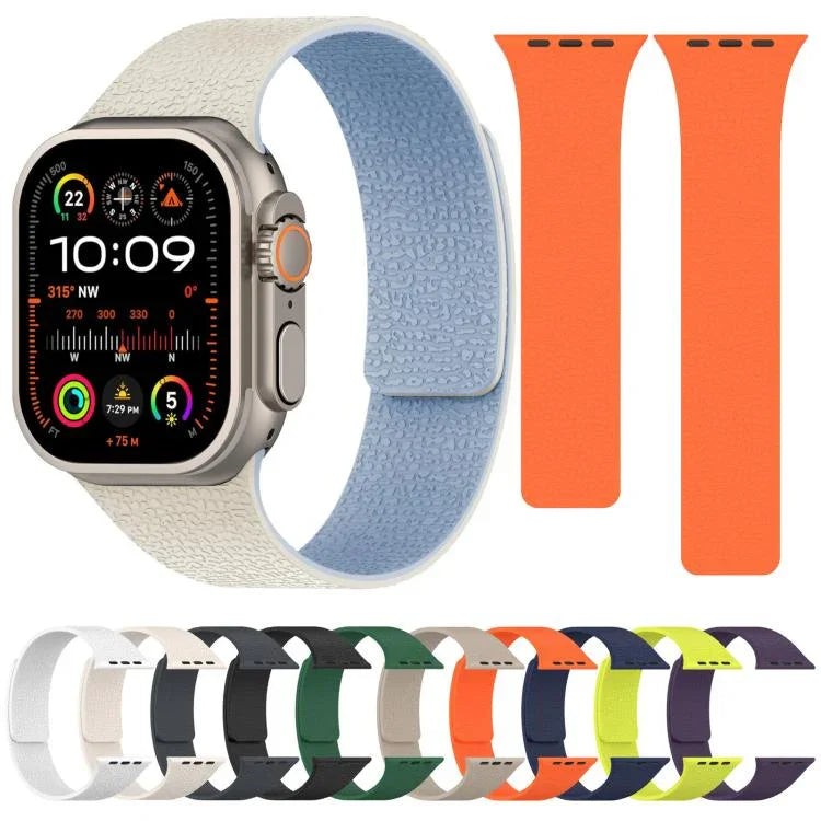 Pulseira de Relógio em Silicone Magnética com Textura de Litchi, Para Apple Watch 46mm / 49mm / 45mm / 44mm, Para Apple Watch 42mm / 41mm / 40mm / 38mm