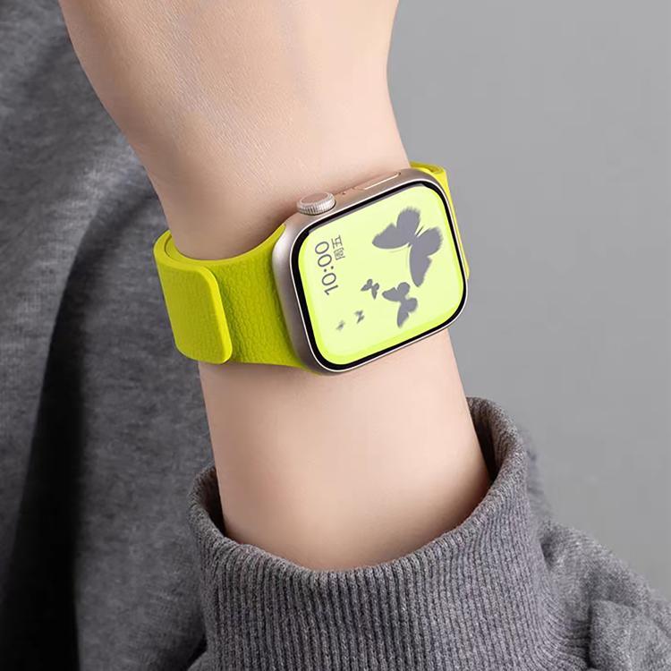 Pulseira de Relógio em Silicone Magnética com Textura de Litchi, Para Apple Watch 46mm / 49mm / 45mm / 44mm, Para Apple Watch 42mm / 41mm / 40mm / 38mm