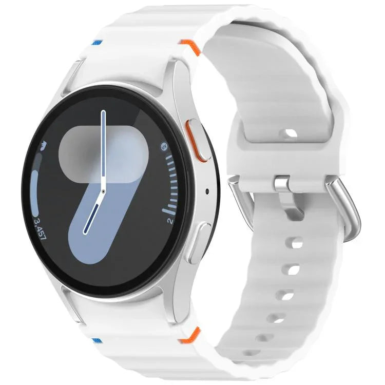 Correia de Relógio em Silicone com Grão Ondulado e Costura, Fivela Prateada, Para Samsung Galaxy Watch 7 40 / 44mm