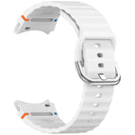 Wavy Grain Stitched Silver Buckle Silicone Watch Band, For Samsung Galaxy Watch 7 40 / 44mm