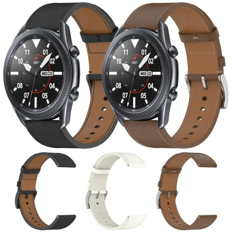 Correia de Relógio em Pele com Botão de Pressão 22mm, Para Samsung Galaxy Watch3 45mm
