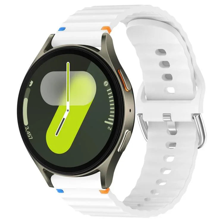 Correia de Relógio em Silicone com Grão Ondulado e Costura 20mm, Para Samsung Galaxy Watch 7 40 / 44mm