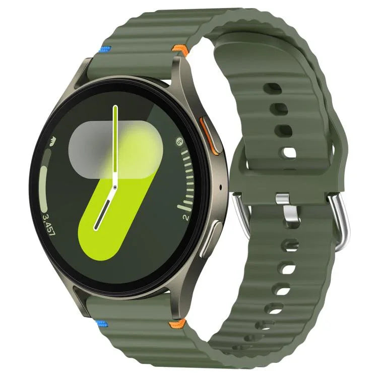 Correia de Relógio em Silicone com Grão Ondulado e Costura 20mm, Para Samsung Galaxy Watch 7 40 / 44mm