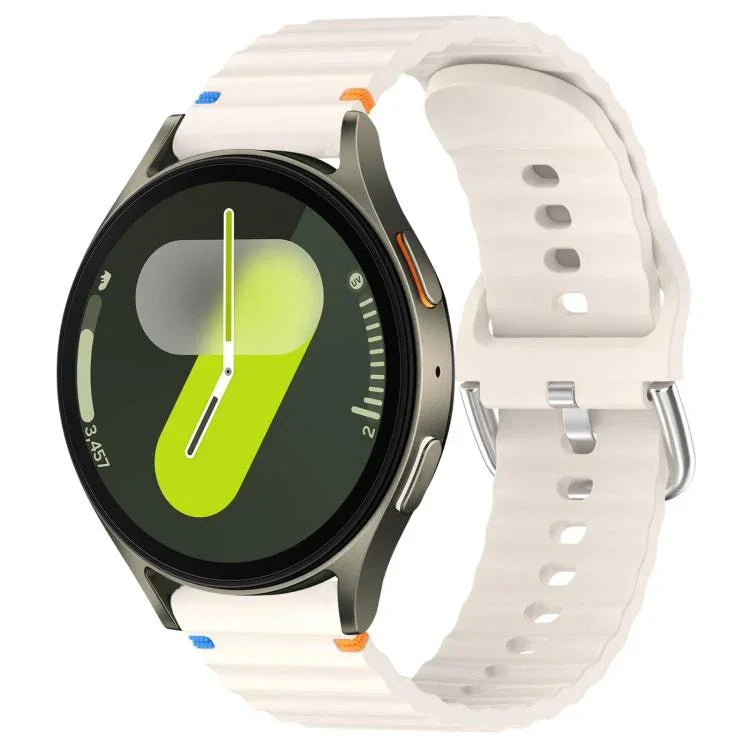 Correia de Relógio em Silicone com Grão Ondulado e Costura 20mm, Para Samsung Galaxy Watch 7 40 / 44mm