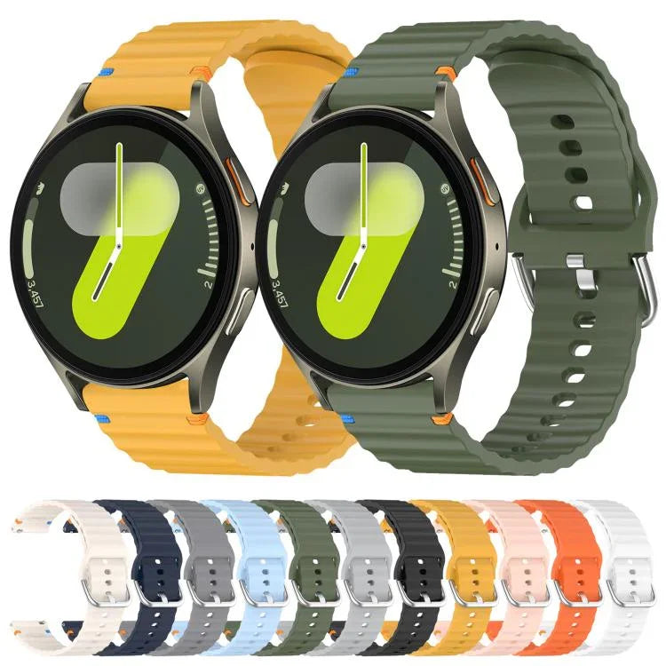 Correia de Relógio em Silicone com Grão Ondulado e Costura 20mm, Para Samsung Galaxy Watch 7 40 / 44mm