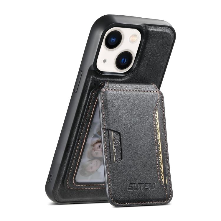 Capa de telemóvel em pele com textura de couro Suteni M3 Card Bag MagSafe, para iPhone 13 Pro Max, para iPhone 13 Pro, para iPhone 13, para iPhone 12, para iPhone 12 Pro Max, para iPhone 12 Pro