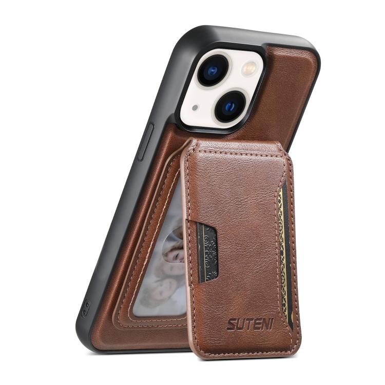 Capa de telemóvel em pele com textura de couro Suteni M3 Card Bag MagSafe, para iPhone 13 Pro Max, para iPhone 13 Pro, para iPhone 13, para iPhone 12, para iPhone 12 Pro Max, para iPhone 12 Pro