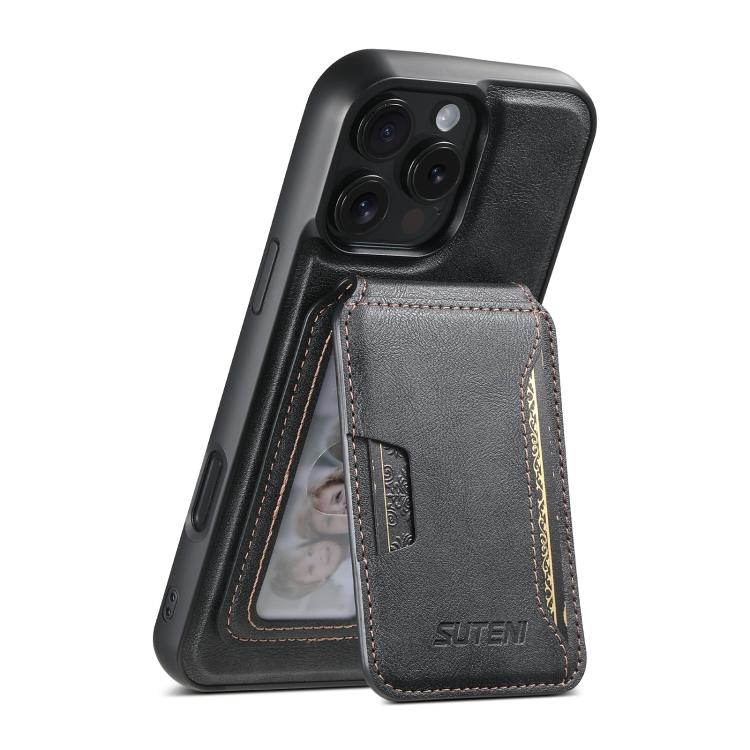 Capa de telemóvel em pele com textura de couro Suteni M3 Card Bag MagSafe, para iPhone 13 Pro Max, para iPhone 13 Pro, para iPhone 13, para iPhone 12, para iPhone 12 Pro Max, para iPhone 12 Pro