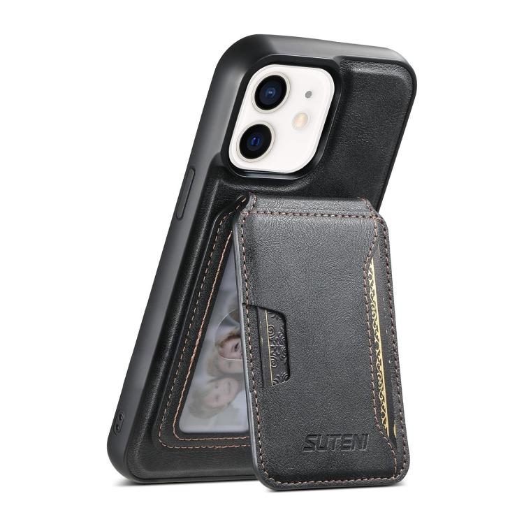 Capa de telemóvel em pele com textura de couro Suteni M3 Card Bag MagSafe, para iPhone 13 Pro Max, para iPhone 13 Pro, para iPhone 13, para iPhone 12, para iPhone 12 Pro Max, para iPhone 12 Pro
