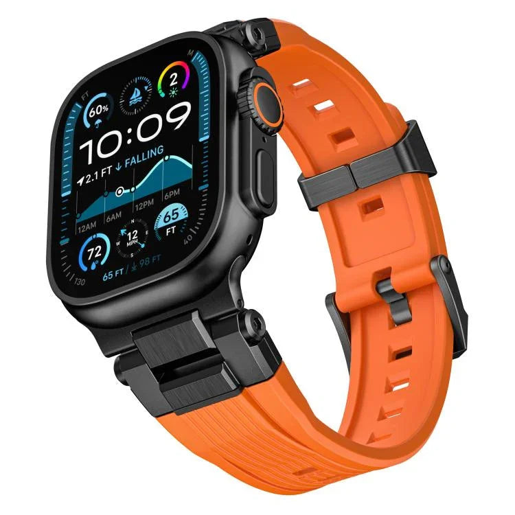 Correia de Relógio TPU com Grão Vertical e Conector em Aço Inoxidável, Para Apple Watch 46mm / 49mm / 45mm / 44mm