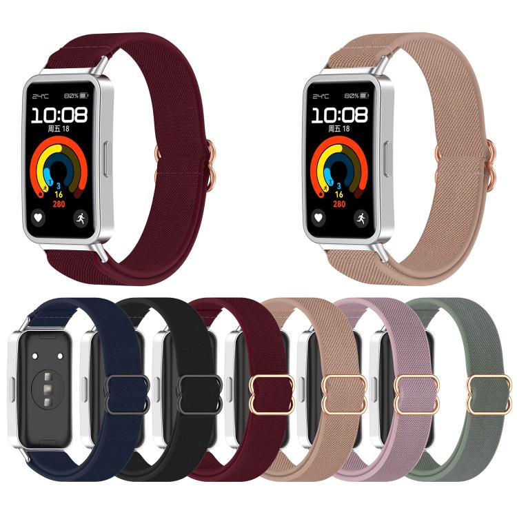 Slide Buckle Nylon Elastic Braided Watch Band, For Huawei Band 10 / 10 NFC / 9 / 9 NFC