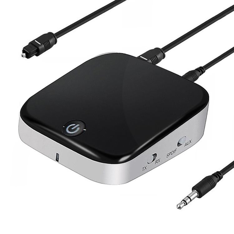 Receptor/Transmissor de Áudio Bluetooth 5.0 de Fibra Óptica 2 em 1, preto