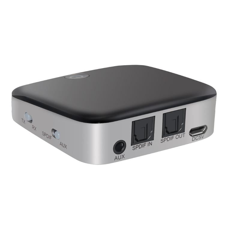 Receptor/Transmissor de Áudio Bluetooth 5.0 de Fibra Óptica 2 em 1, preto
