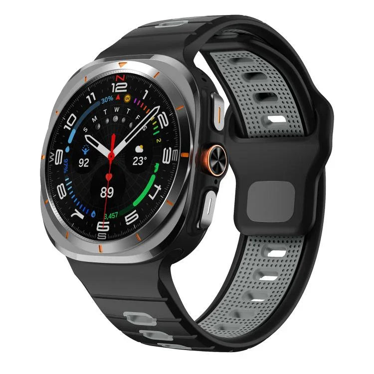 Pulseira de Relógio de Silicone com Fivela Invertida e Risca Horizontal, Para Samsung Galaxy Watch Ultra 47mm / Ultra 2025