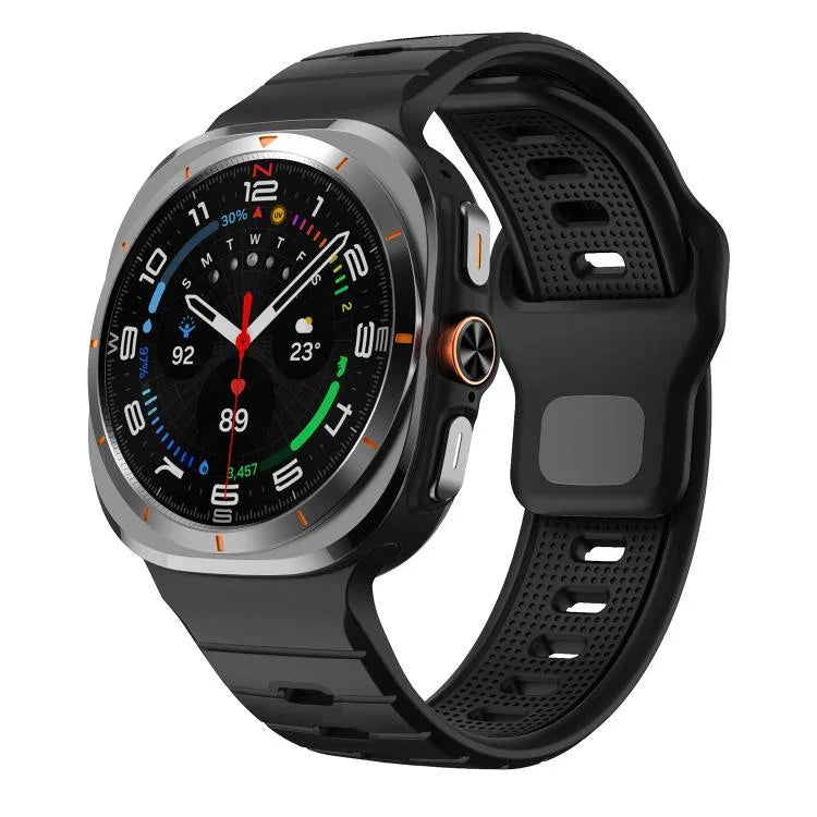 Pulseira de Relógio de Silicone com Fivela Invertida e Risca Horizontal, Para Samsung Galaxy Watch Ultra 47mm / Ultra 2025
