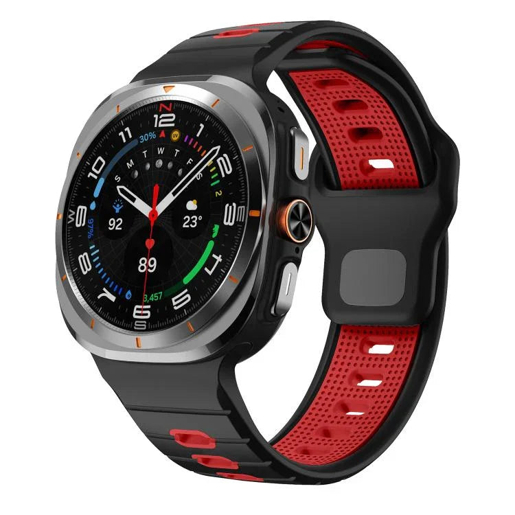 Pulseira de Relógio de Silicone com Fivela Invertida e Risca Horizontal, Para Samsung Galaxy Watch Ultra 47mm / Ultra 2025