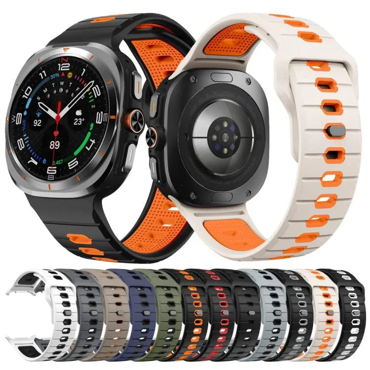 Pulseira de Relógio de Silicone com Fivela Invertida e Risca Horizontal, Para Samsung Galaxy Watch Ultra 47mm / Ultra 2025