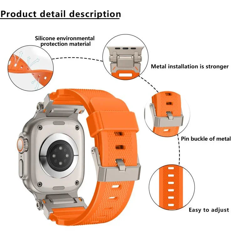 Bracelete de TPU com Conector Metálico para Explorador Outdoor Kalebol, Para Apple Watch 46mm / 49mm / 45mm / 44mm