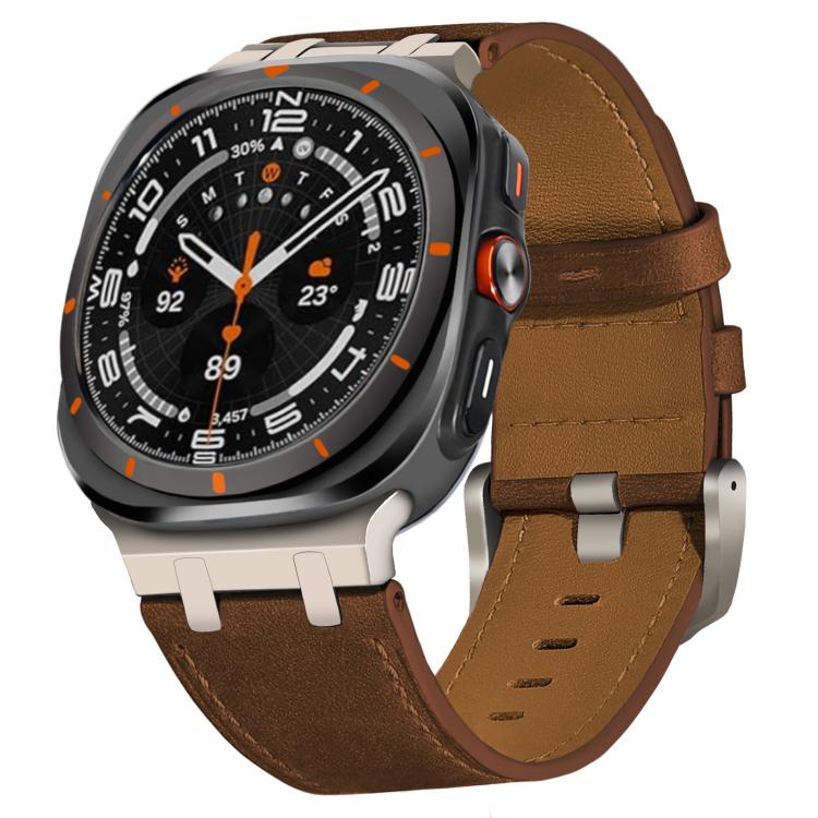 Pulseira de relógio em pele Crazy Horse, para Samsung Galaxy Watch Ultra 47mm / Ultra 2025