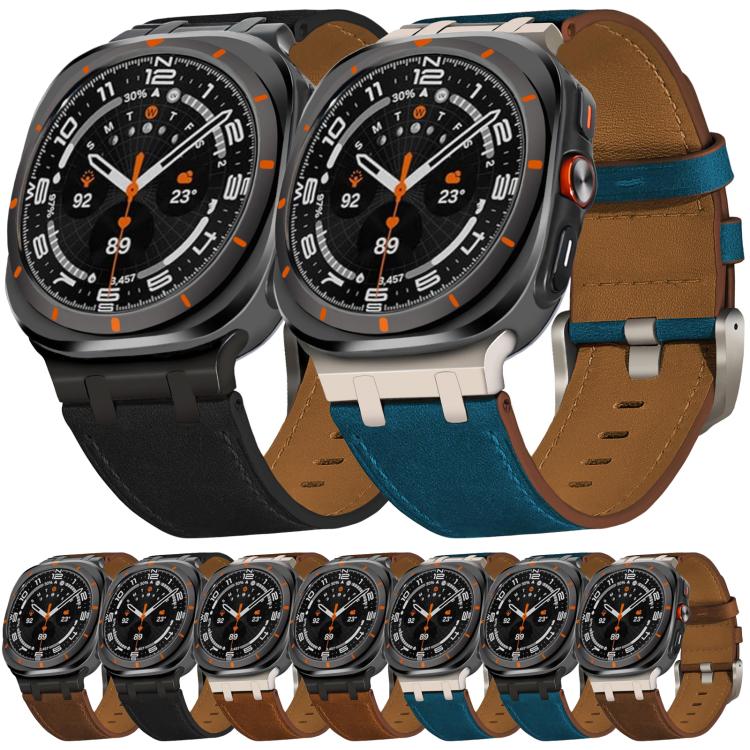 Pulseira de relógio em pele Crazy Horse, para Samsung Galaxy Watch Ultra 47mm / Ultra 2025