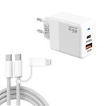 Carregador PD41 GaN PD 45W + USB com Cabo de Dados USB-C para USB-C / 8 Pinos para iPhone, Ficha UE, Ficha UE